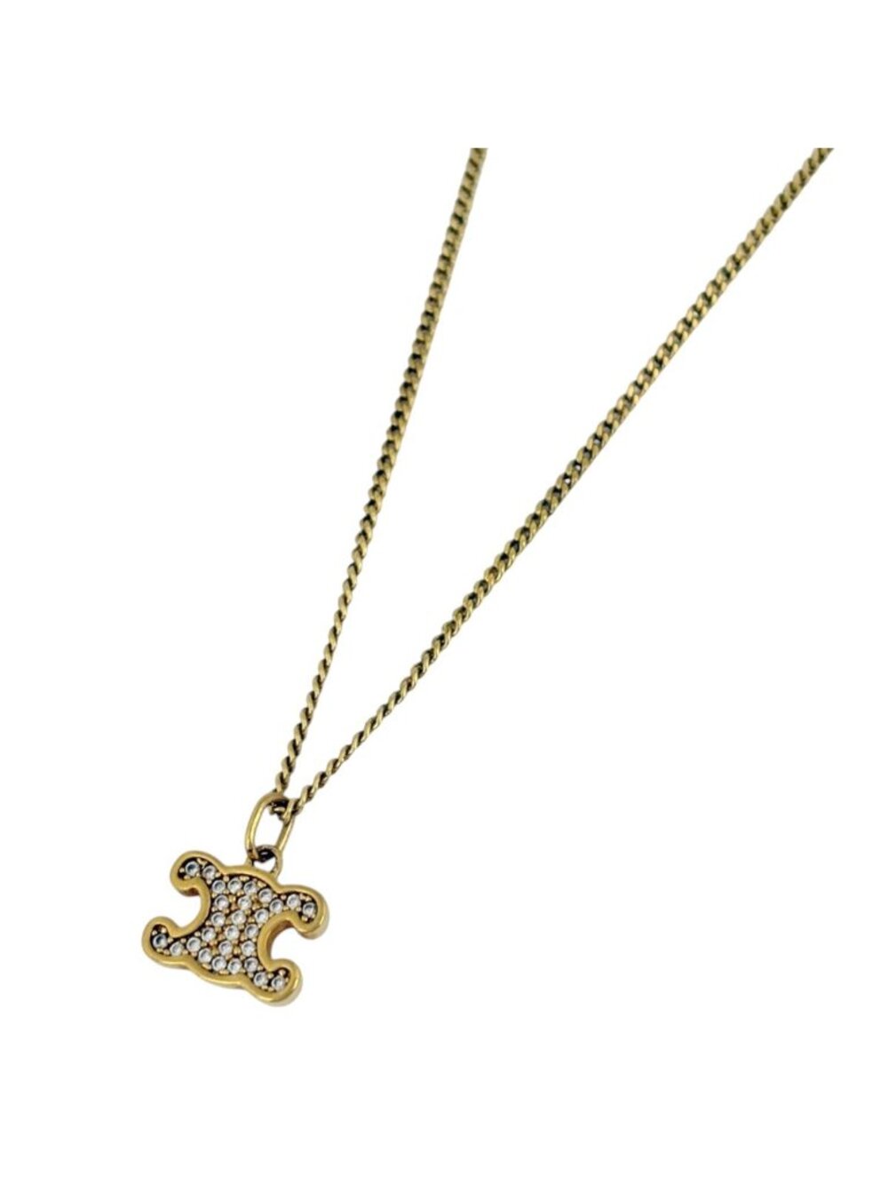 Celine Necklace Triomphe Rhinestone Gold